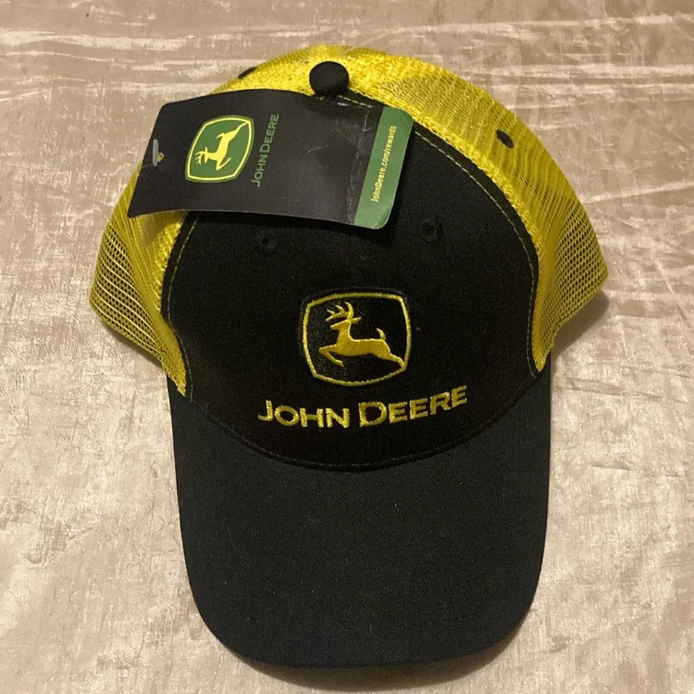 John Deere Black Yellow Hat
